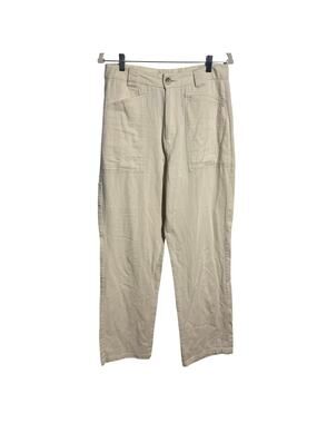 Zara Carpenter Pocket 100% Cotton Ivory Coastal Grandma Trouser Pant‎ Women 8